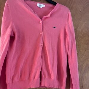 Vineyard Vines Coral Button-Up Cardigan
